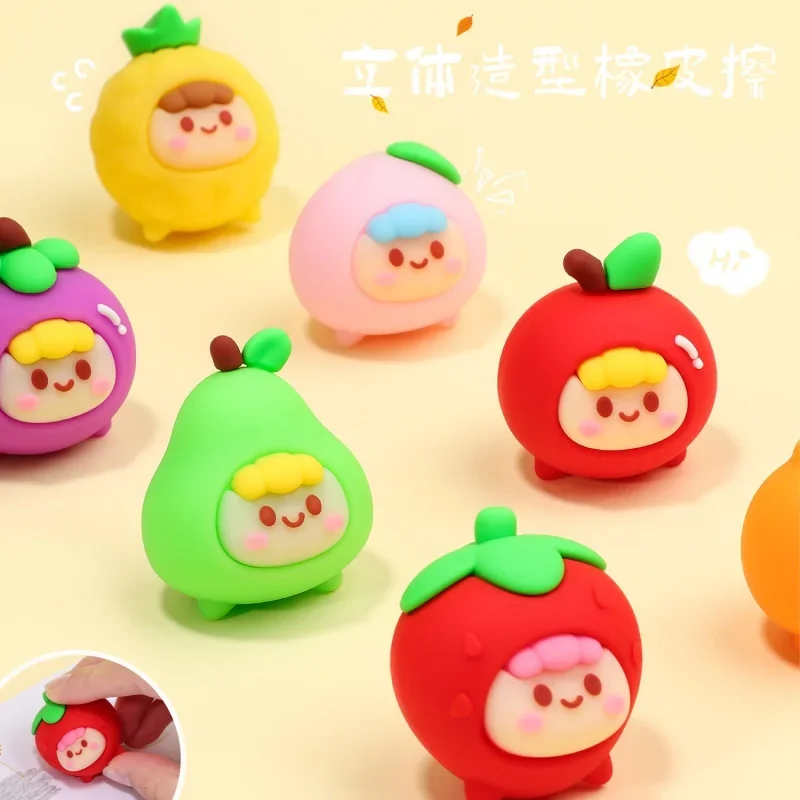 Creative Fruit and Vegetable Shape Eraser 3D 3D Decoration Cartoon Cute Student Office Supplies