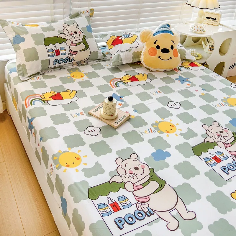 

Winnie The Pooh Tigger Fitted Sheet 100% Polyester Bedding Set Bed Full 2/3pcs Anime Home Decor