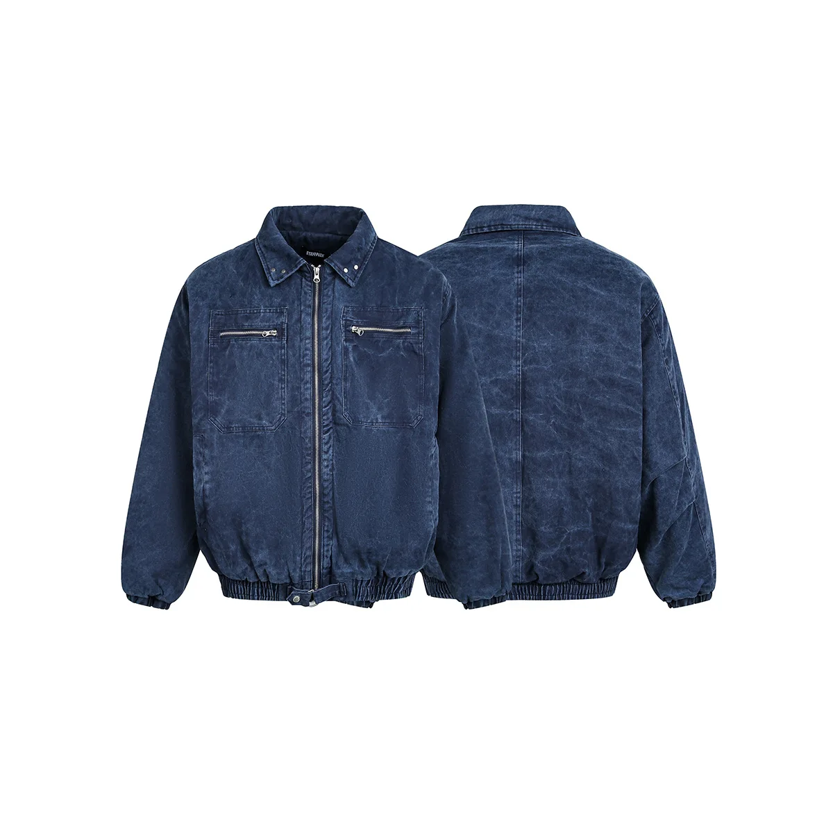 

Mens Washed Denim Jacket American Retro Workwear Style Winter Thick Cotton Coat Vintage Distressed Warm Coat