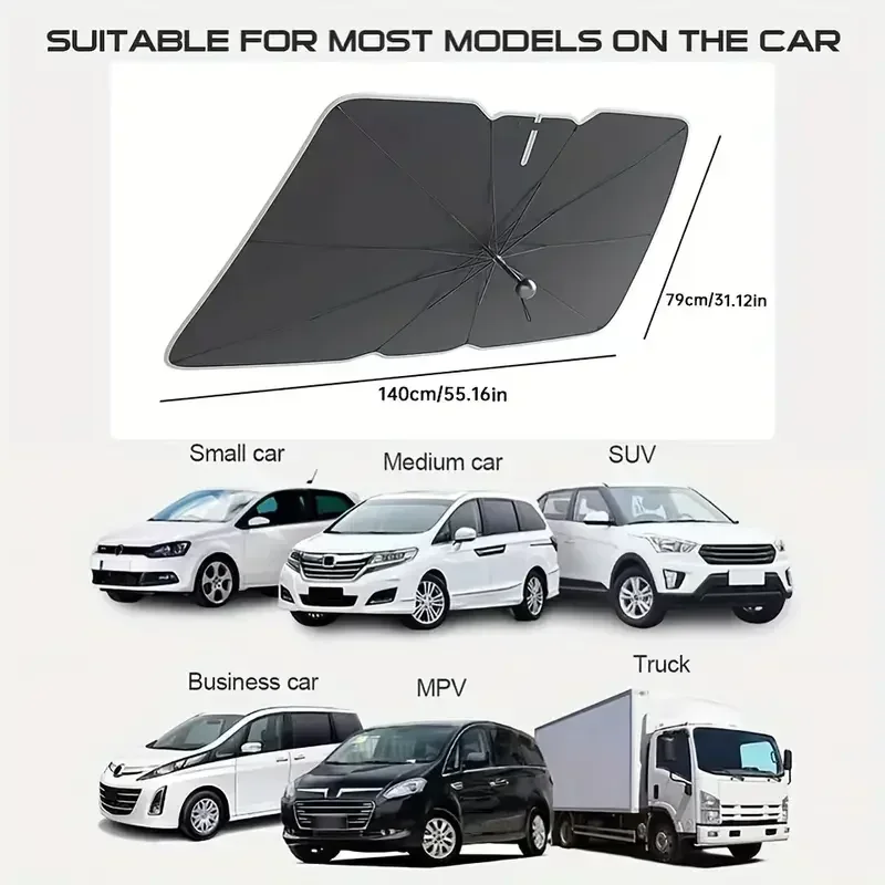 Car Sunshade Umbrella For Front Window Sun Shade Protector Parasol Summer Sun Interior Windshield Protection Accessories