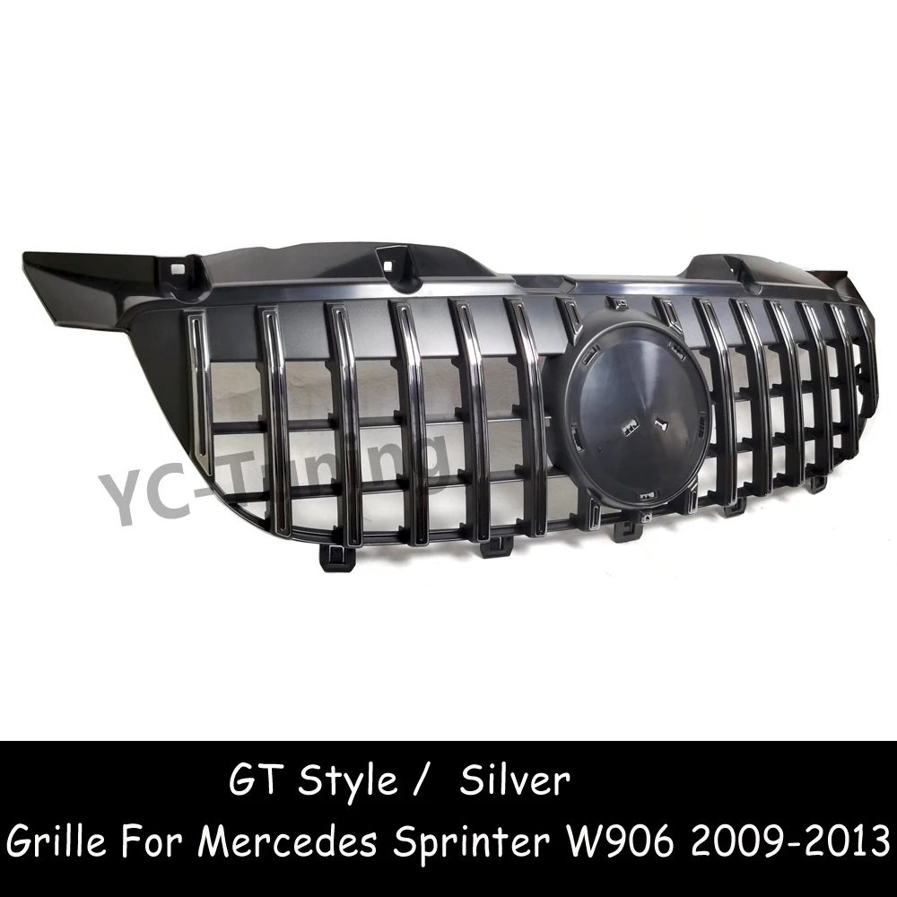 W906 GT Style Black / Silver Front Bumper Grilles For Mercedes Benz Sprinter W906 Pre-facelift Racing Grille 2009-2013