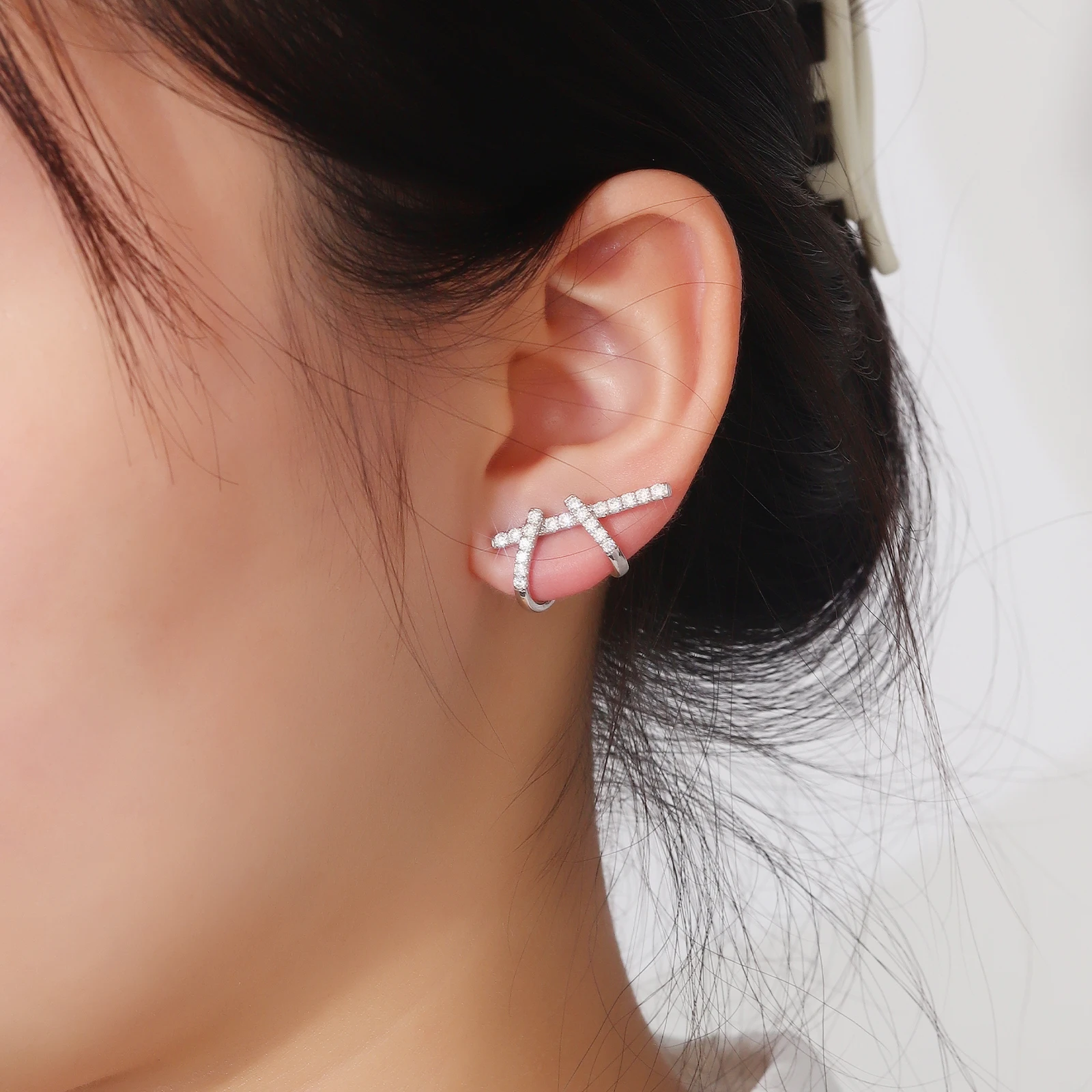 Provence Fashion Double Dager Earrings 10KGold DEF/VS Lab Diamond Women Wedding Earring Stud Everyday Fine Party jewelry Custom