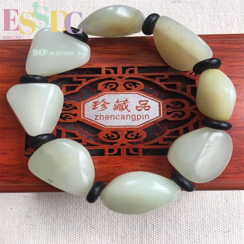 Natural Raw Hetian Jade Bracelet Bangle Hand-carved Jadite  Beads  For Men Jewelry Real Gift High Quality