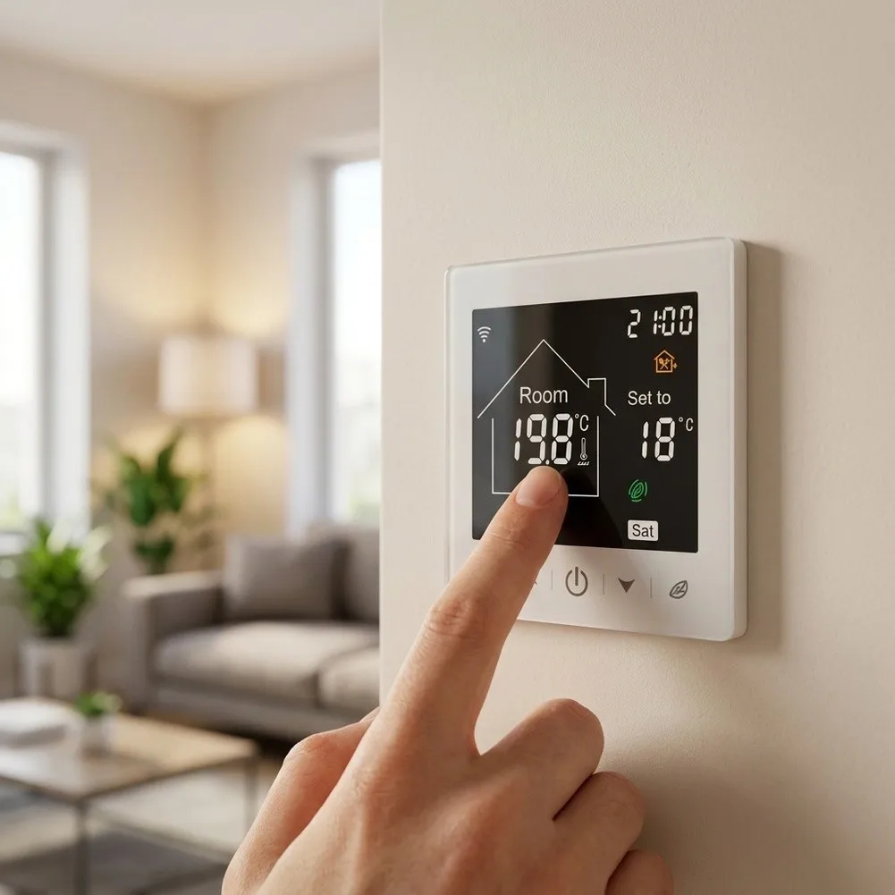 Programmable LCD Smart Thermostat, WiFi Floor Heating Temperature Control Panel For Household Under‑floor Heating