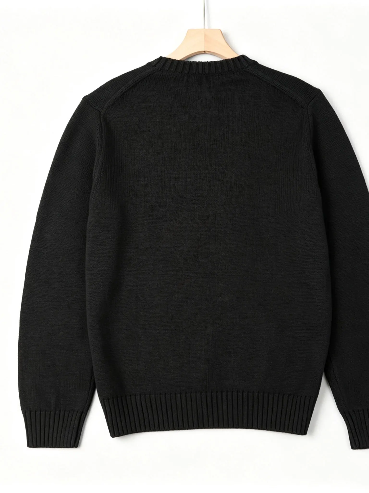 Loose Fit round Neck Long Sleeve Knitted Sweater Casual Comfortable Women's Style Cartoon Pattern Black Knitwear for Unisex