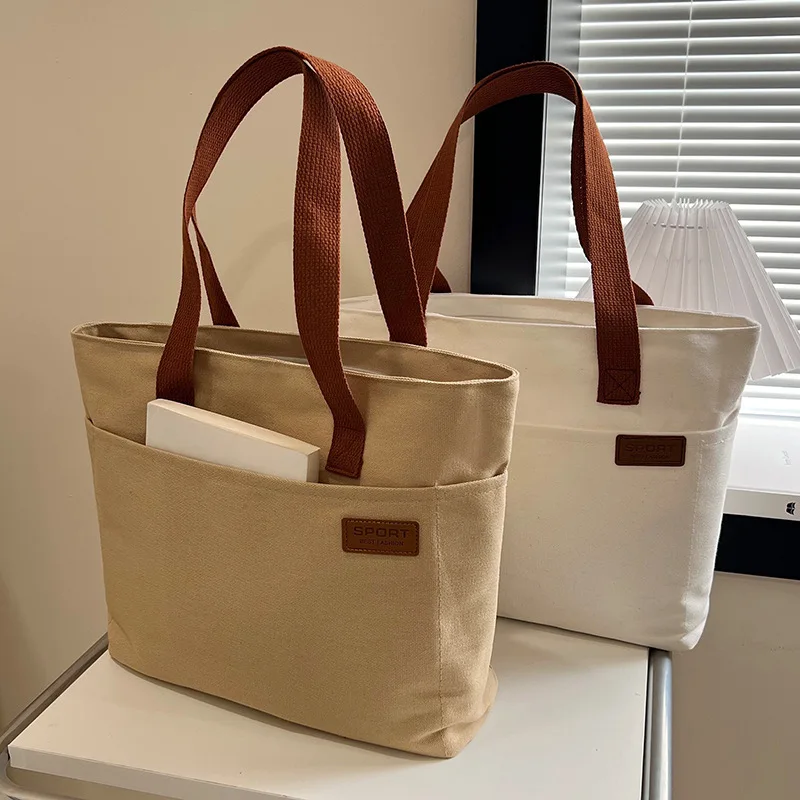 

Simple Canvas Tote Bag for Women – Japanese Style Large Capacity Shoulder Bag, Casual Everyday Handbag for Work College