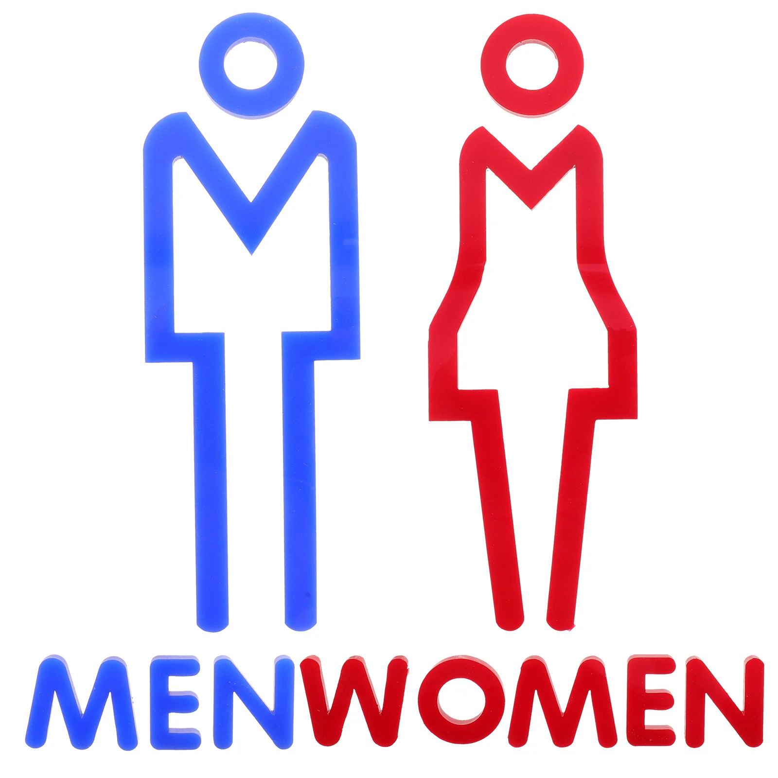 2Pcs Bathroom Sign Acrylic Toilet Sign Board Self-Adhesive Restroom Identification Markers for Store Shopping Center Use