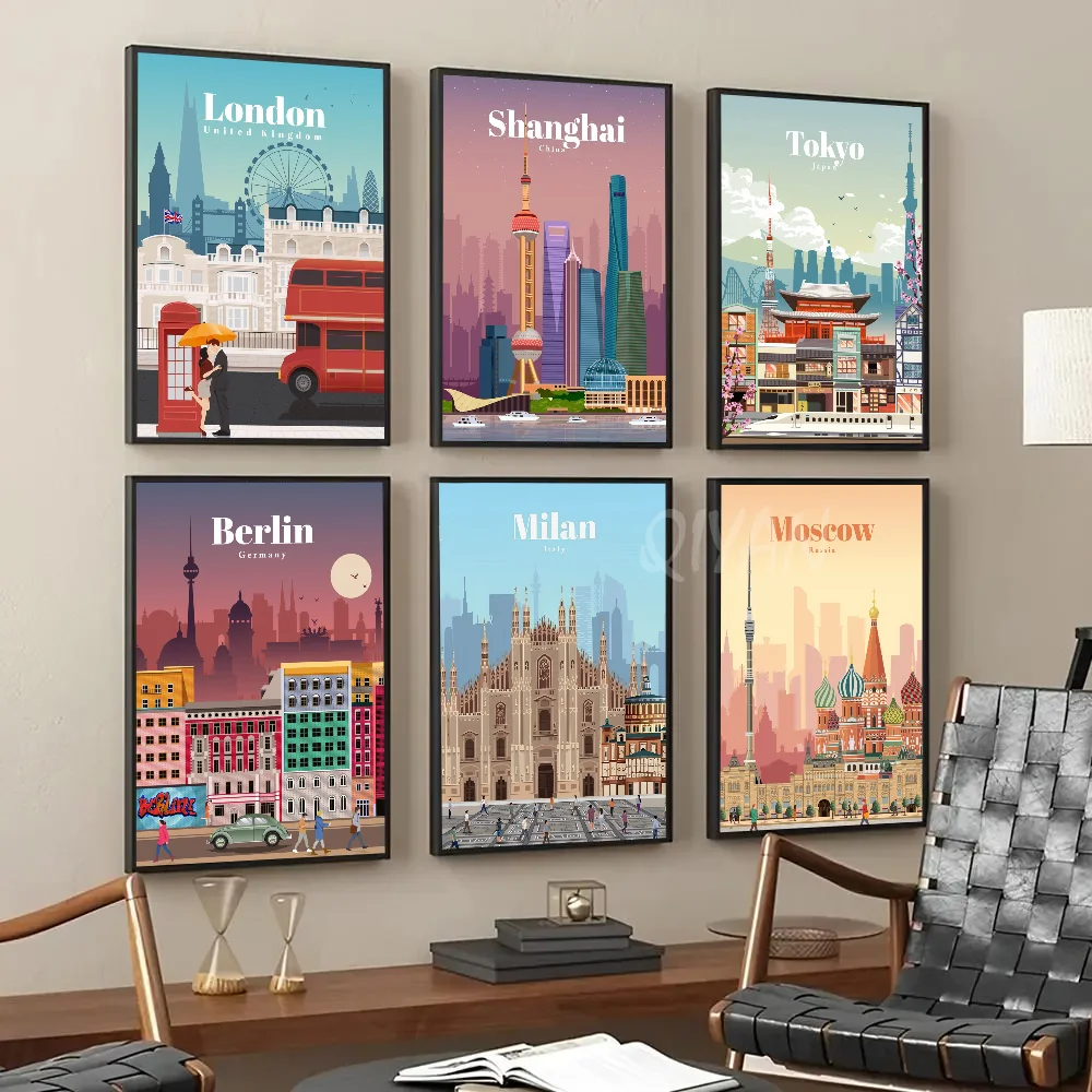 

World Travel Cities Poster Paper Print Home Living Room Bedroom Entrance Bar Restaurant Cafe Art Painting Decoration