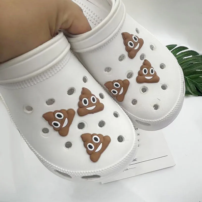 Funny Soft Rubber Poop Hole Shoe Charms Decorations Cute Emoji Cartoon Poop Shoe Flower Shoes Buckle DIY 3D Hoe Shoe Accessories