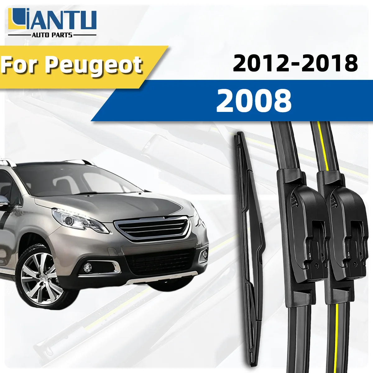 

3PCS Front Wiper Blades Fit For Peugeot 2008 2013-2018 Car Premium Quiet Streak-Free Long Lasting Auto Accessories 2017 2016