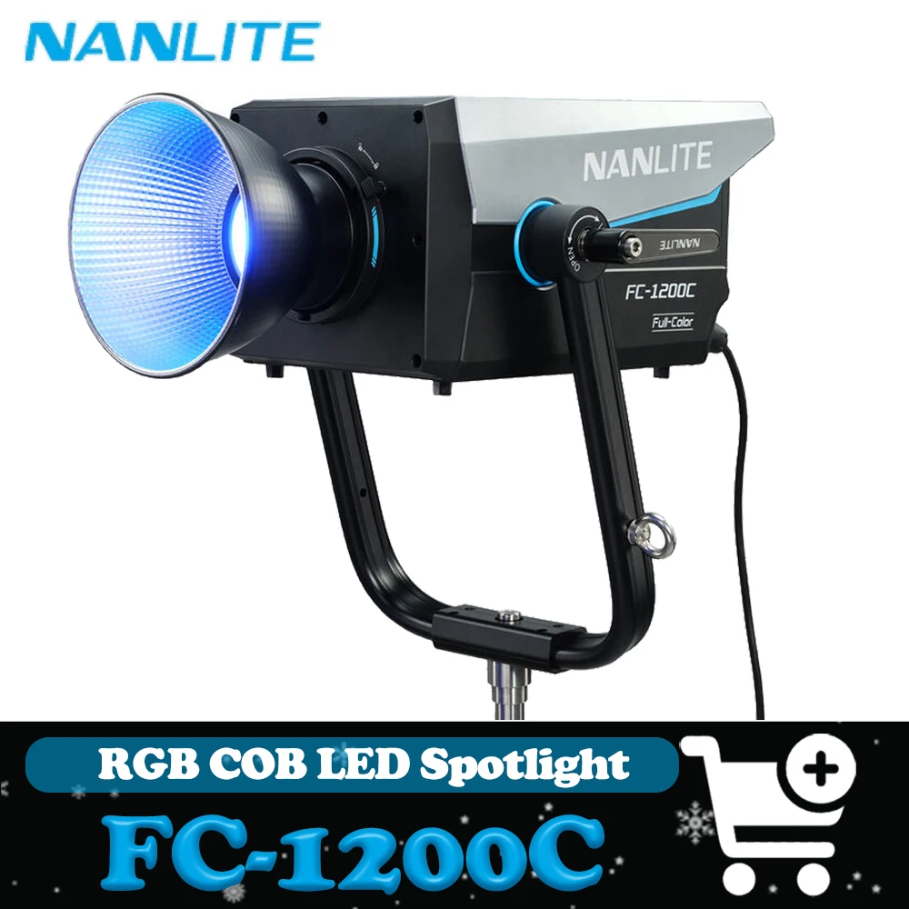 Nanlite FC-1200C RGB LED Spotlight 2400-12000K Full Color Video Light Built-in 15 Lighting Effects