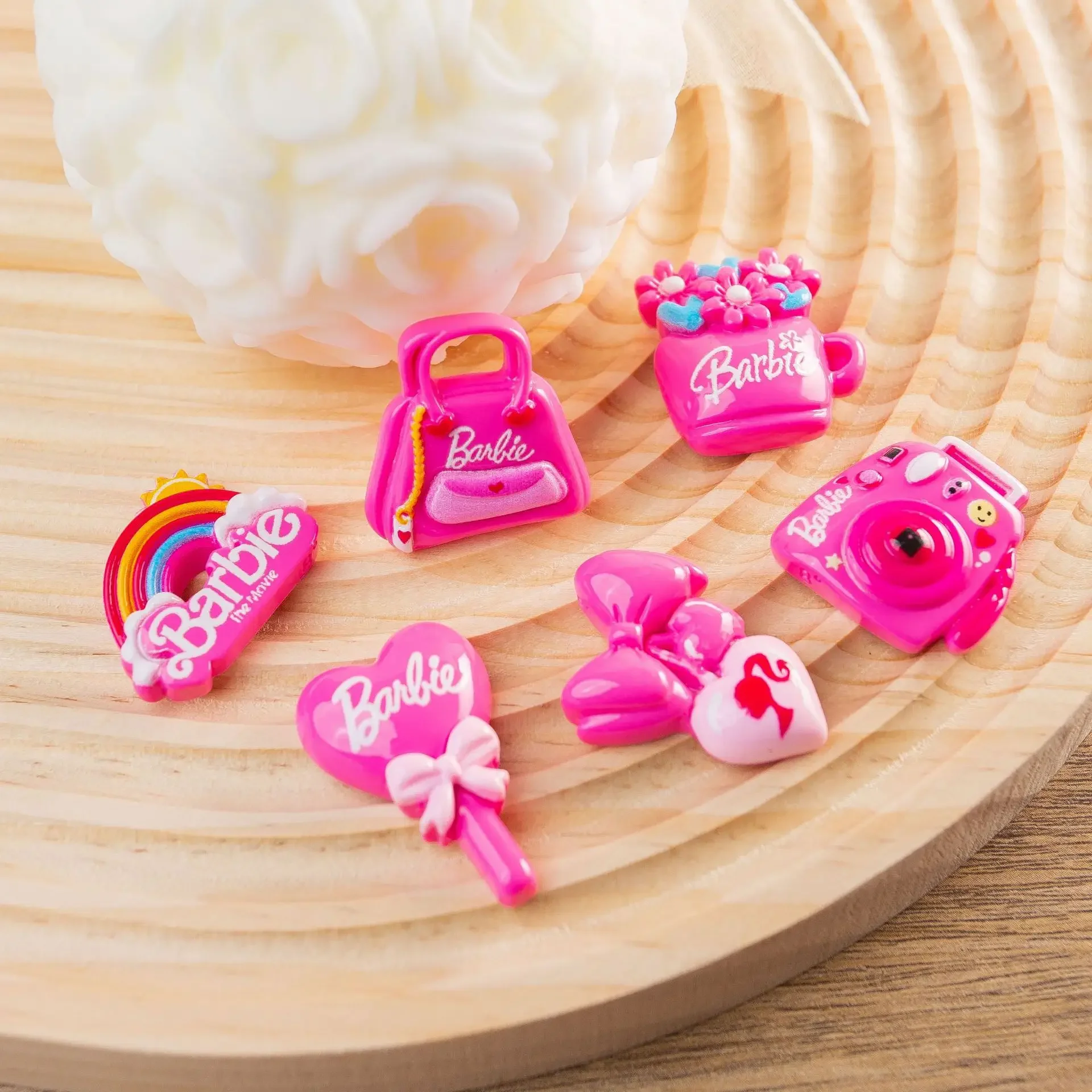 5Pcs Cute barbie series Cartoon Resin Flatback Handmade Resin Accessories Crafts Materials Scrapbooking Embellishments