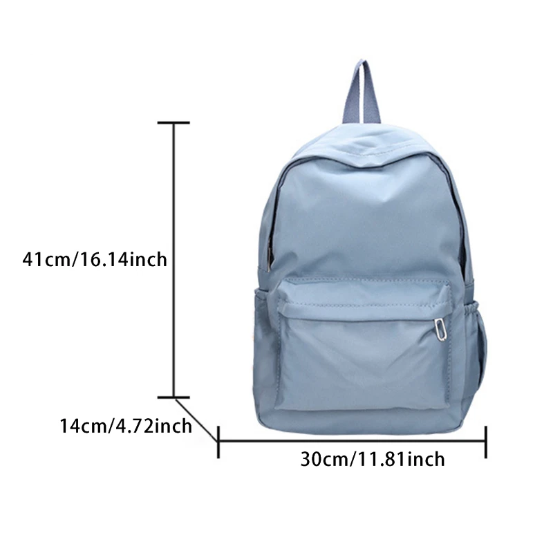 Mochila escolar impermeable de gran capacidad para mujer, mochila escolar lisa con cremallera, Color sólido, bolsa de día informal para