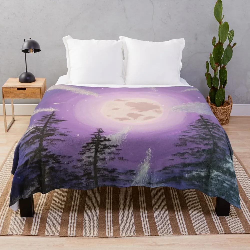 Purple moon acrylic paintingThrow Blanket Comforter Blanket Personalized Gift