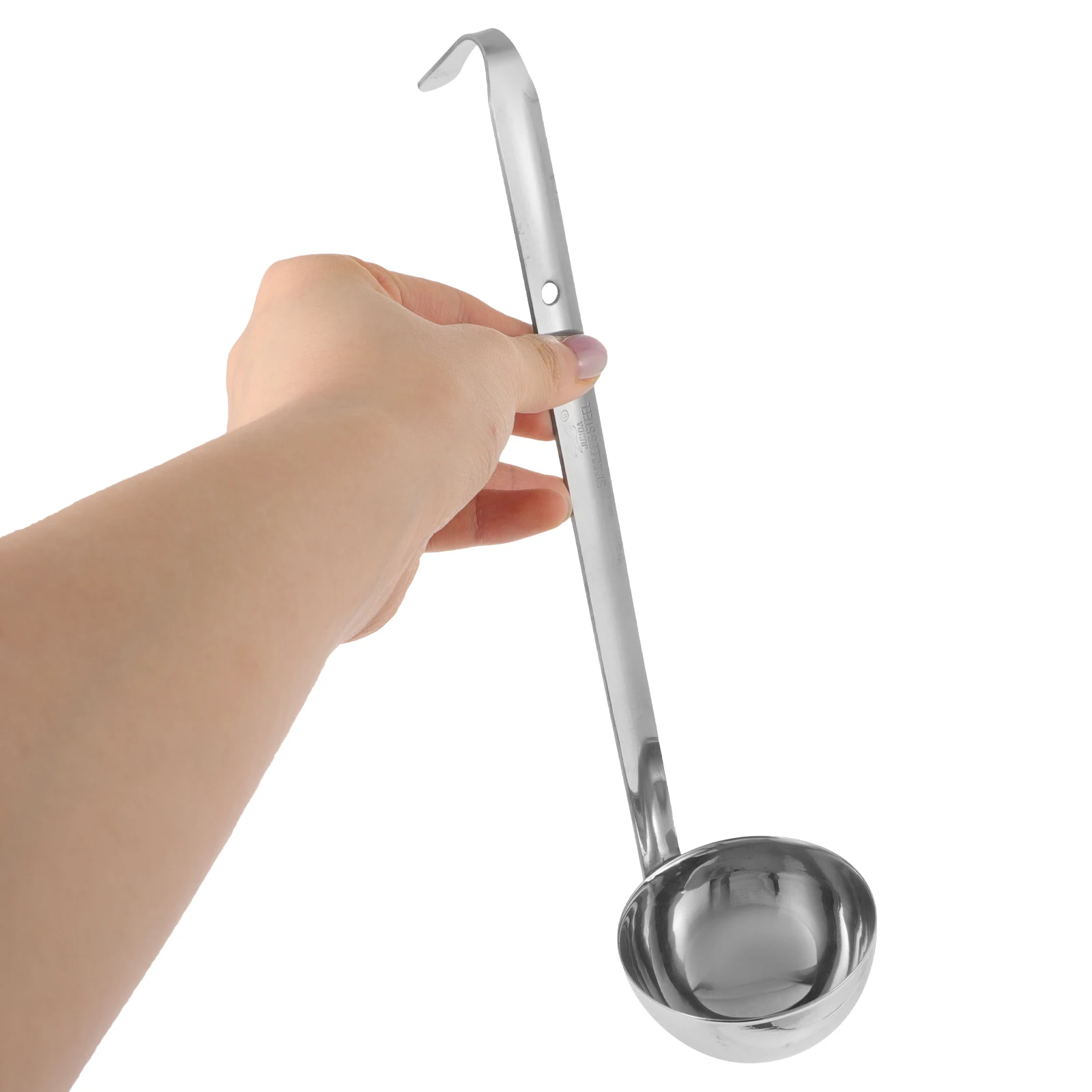 

Measuring Soup Shell Ladle 90ml Stainless Steel Large Spoon Reusable Metal Hook Handle Serving Kitchen Bar Utensil