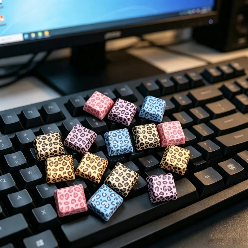 3PCS Leopard Print Game Keycap DIY ESC Keycaps MX Switch Mechanical Keyboard Key Cap Personalized Birthday Gift