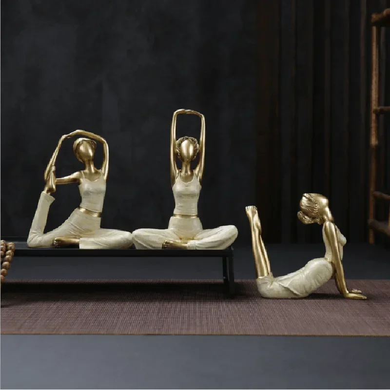 Art Abstract Meditation Yoga Scuplture Yoga Pose Figurine Statue Decorative Resin Girl Home Bookshelf Decor Gift Home Decoration