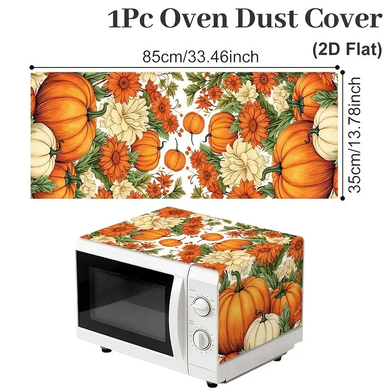 VIKAMA Microwave Oven Dust Cover Pumpkin Sunflower Print Kitchen Appliance Protector Autumn Fall Home Decor