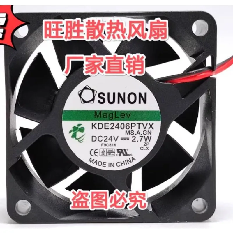 New Cooler Fan for SUNON 6025 24V 2.7W 6cm KDE2406PTVX MS.A.GN Frequency Converter Cooling Fan 60x60x25mm