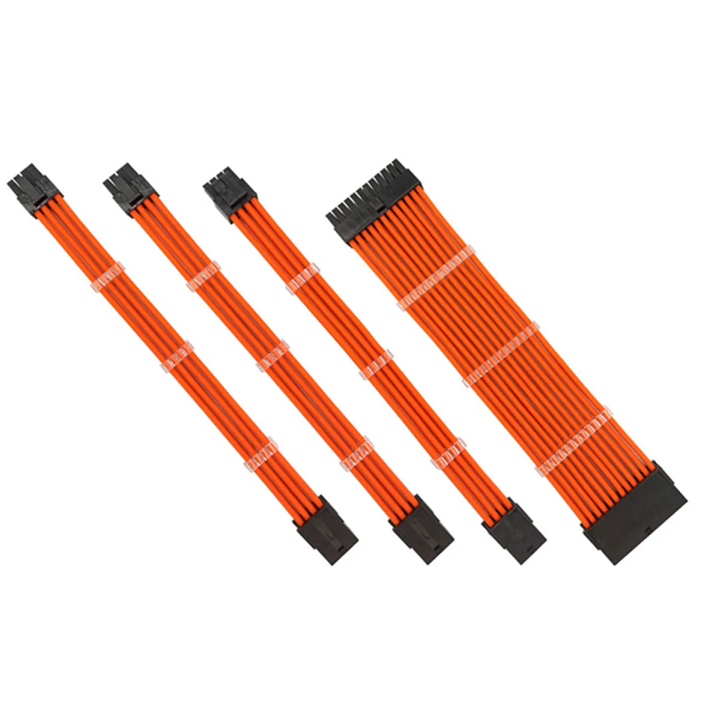 

Extension Power Cable Case Sleeved Flexible Connectors Computer Power Lightweight Cord Set Adapter Cables Orange