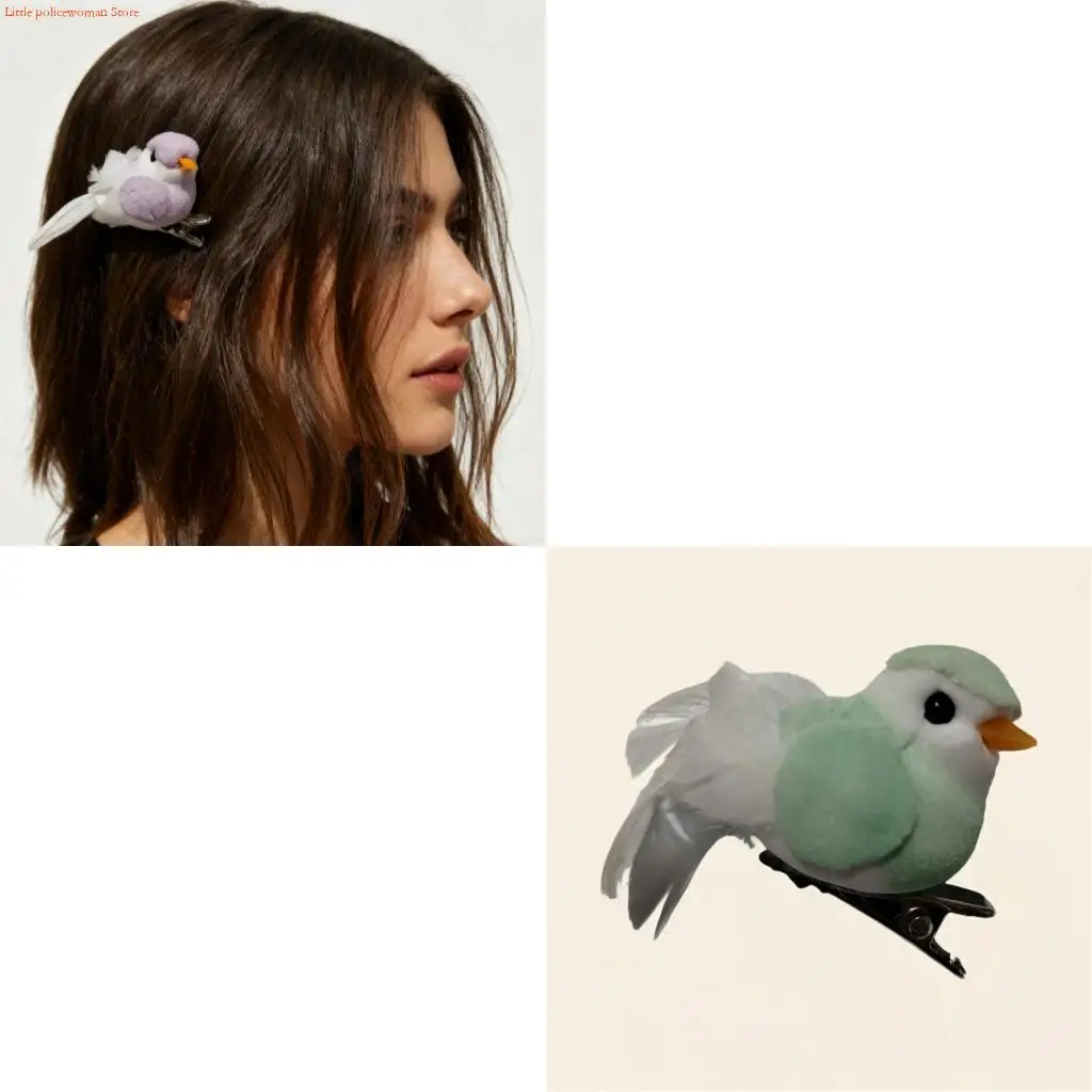 F92D Fabric Bird Hair Clip Kids Hair Pin Fun Animal Theme Barrette for Toddler