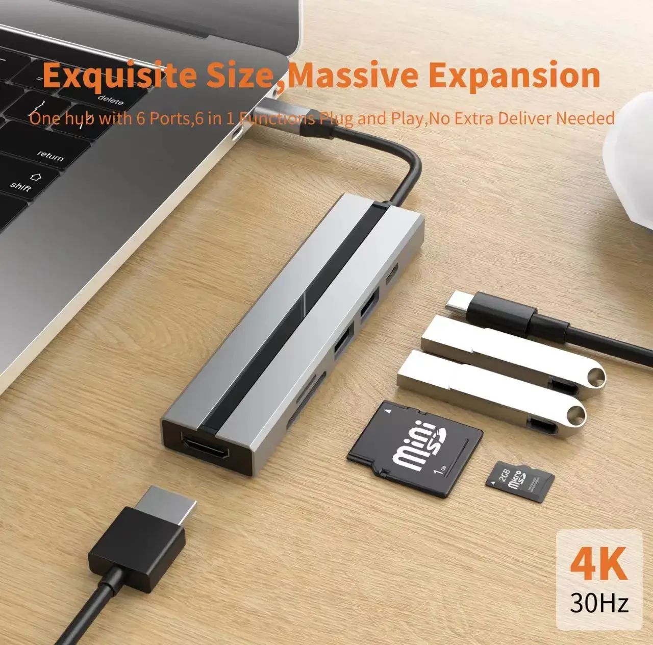 

6 в 1 USB 3.0 USB C Hub к USB 3.0 HDMI Splitter Card Reader 3 Док-станция Адаптер для ноутбука для MacBook Pro/Air/Huawei