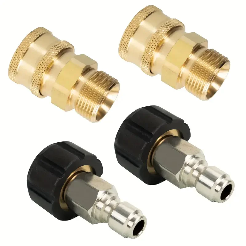 Conjunto de adaptador para lavadora de pressão, 4 peças, kit de conexão rápida métrico m22 14mm a 3/8 ", kit de conexão rápida 5000 psi