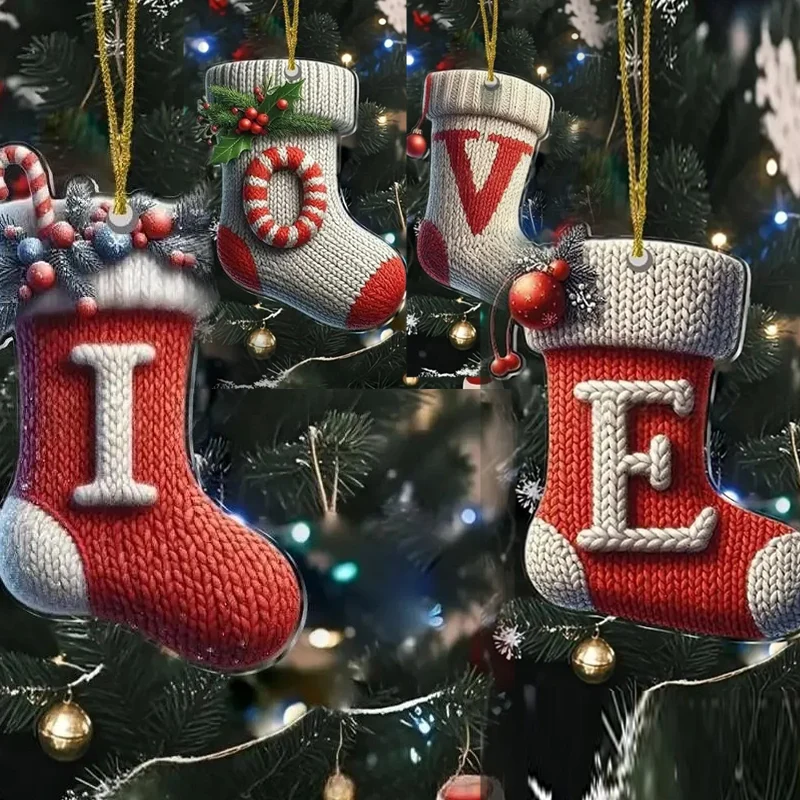 DIY Christmas Tree Christmas Stocking Love Decoration 26 Letters Pendant Home Holiday Xmas Ornament New Year Nativity Decor 2025