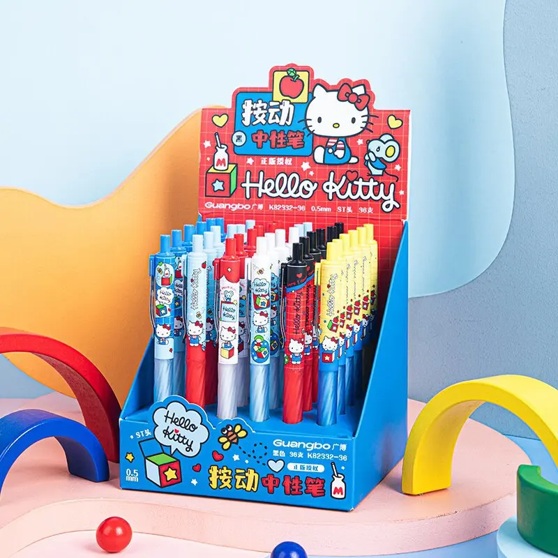 

36 Pcs Hello Kitty Series Press Gel Pen St Pen Tip Writing Silky Smooth Without Ink Jamming Fast Dry Brush Question Pen Black