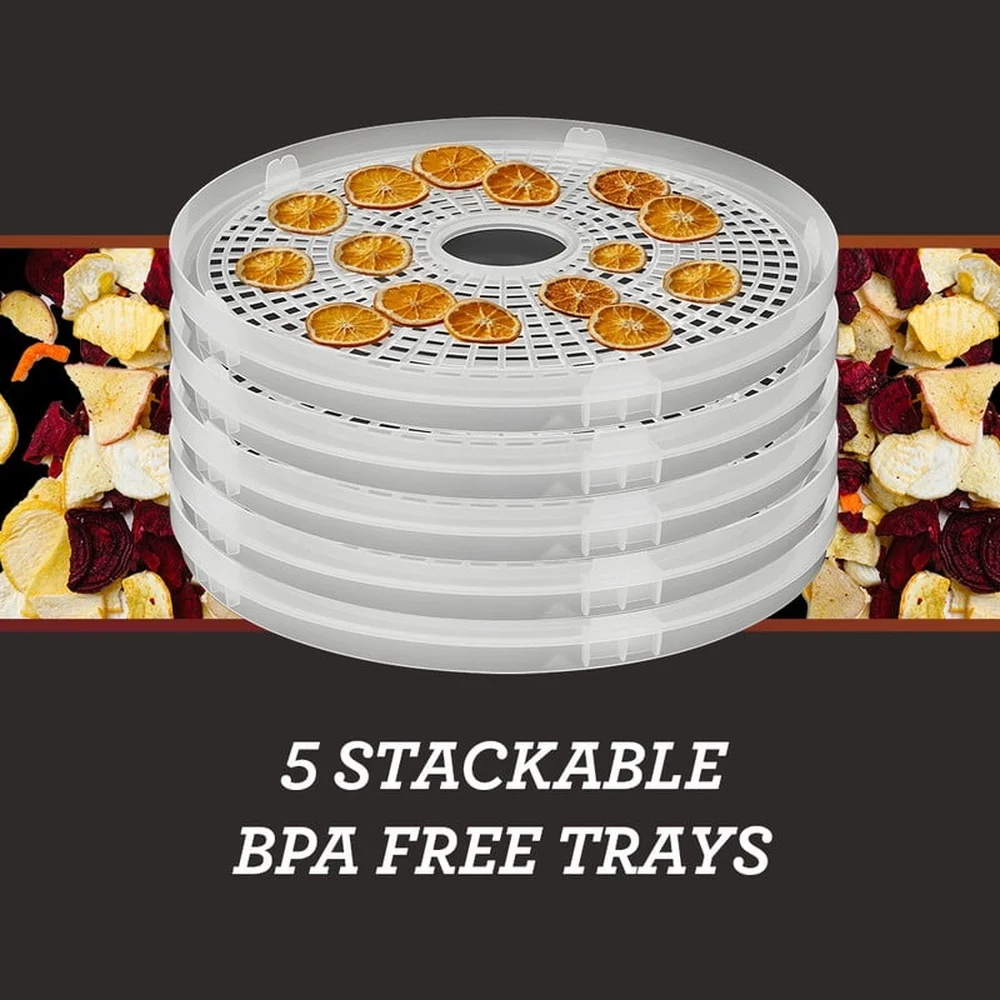 5-Tier Digital Food Dehydrator with 350W Power Adjustable Temperature 95-158F BPA-Free Trays Efficient Even Drying Snacks Herbs