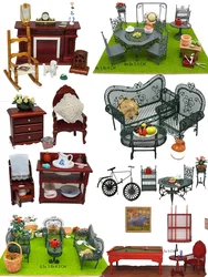 1:12 Miniature Dollhouse Furniture Model Mini Villa Garden Bathroom Dining Table Stove New Diy Miniature Dollhouse Decoration