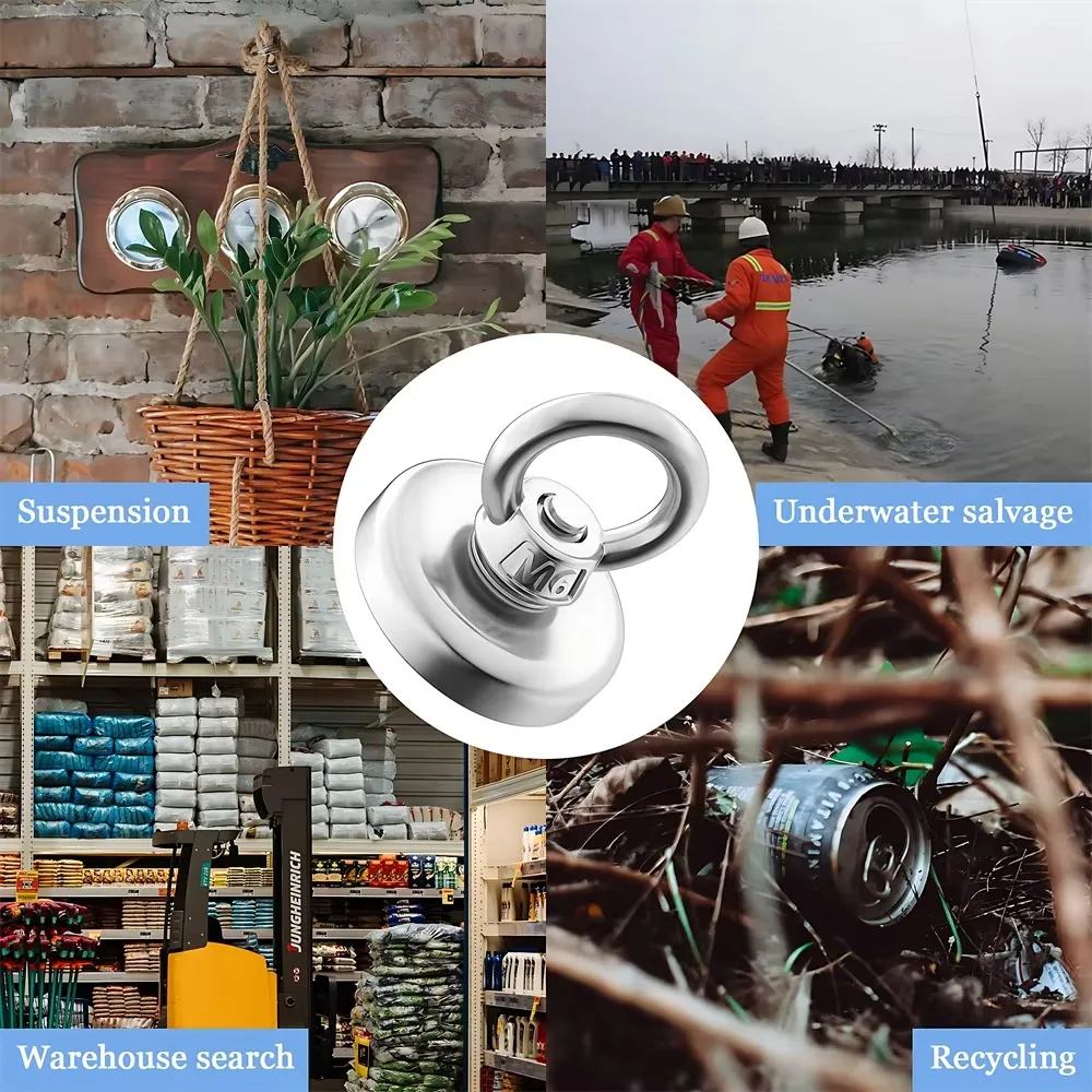 Search Magnetic Powerful Neodymium Magnet Super Strong Salvage Magnets Sea Fishing Magnet with Ring Searcher