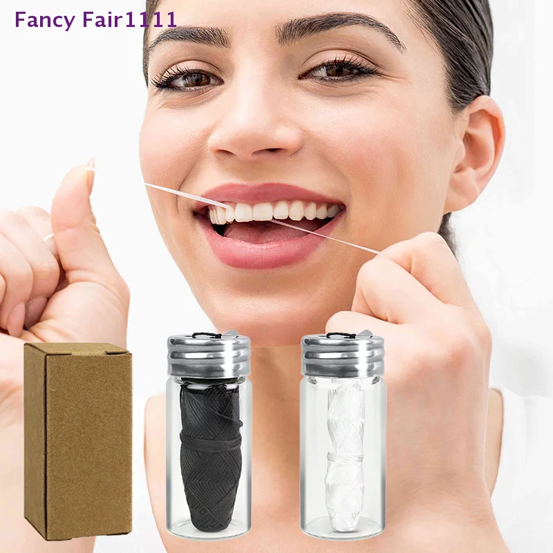 

Новая 30-метровая веганская биоразлагаемая зубная нить из бамбукового угля с многоразовым стеклянным держателем, мятный вкус, мини-нить