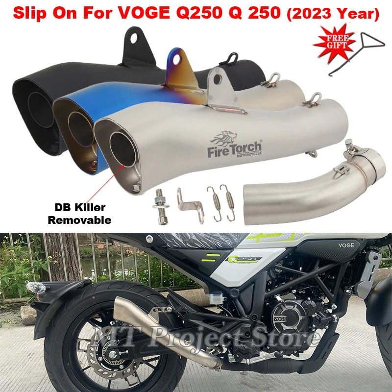 

Slip-On For VOGE Q250 Q 250 2023 Year Motorcycle Exhaust System 51MM DB Killer Muffler Bike Escape Tube With Middle Link Pipe