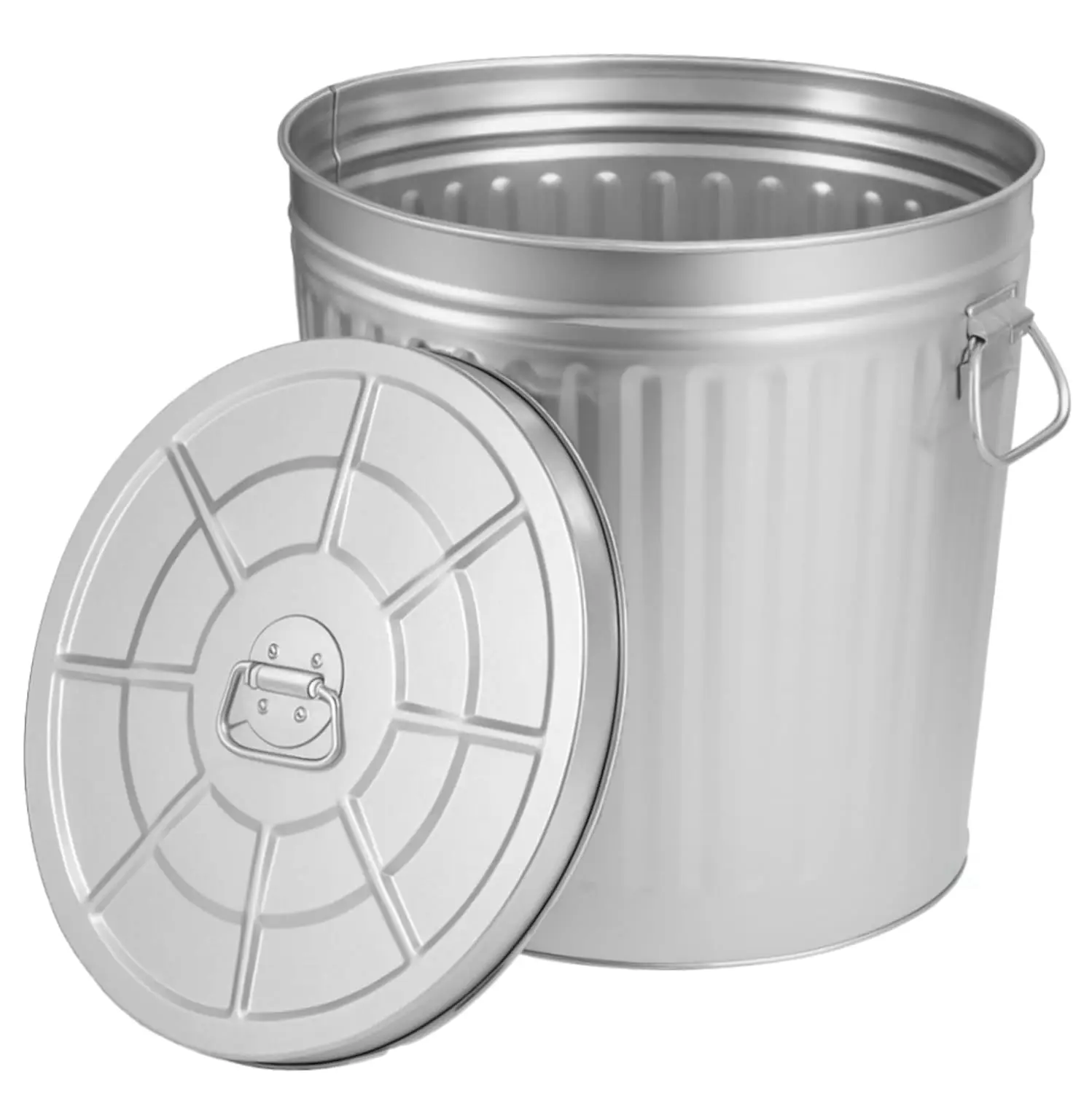 

9 Gallon Galvanized Steel Trash Can with Lid, Durable Metal Storage for Garden and Yard Use