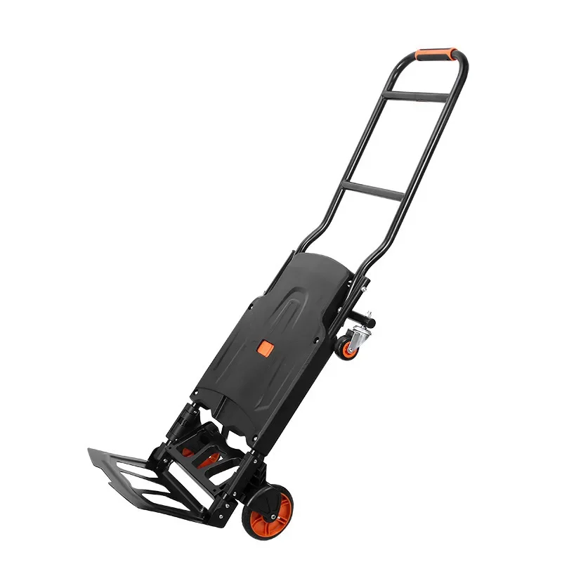 Single Silent 130kg Folding Portable 2-in-1 Luggage Truck Wheels Foldable Trolley Telescopic Handle Platform Trolley ZH130-FHT