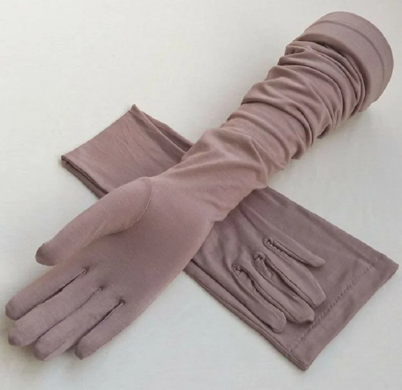 Women Driving Long Gloves UV Protection Full Arm Sleeves For Womens Ladies Touch Screen Gloves Spring Summer Purple Gray Gloves