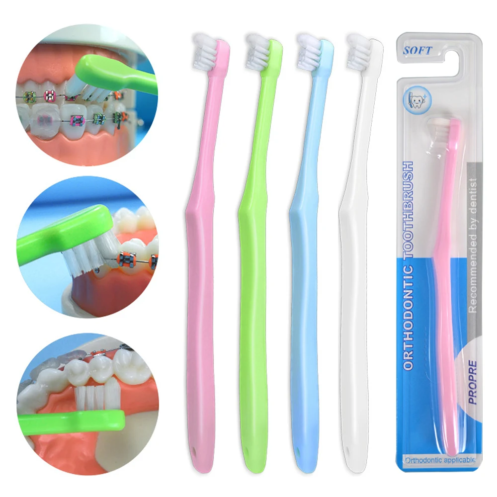 

Soft Bristles Oral Hygiene Care Orthodontic Tooth Brushes V-Shaped Toothbrush Soft Bristle with 1 Inter-Dental Brush