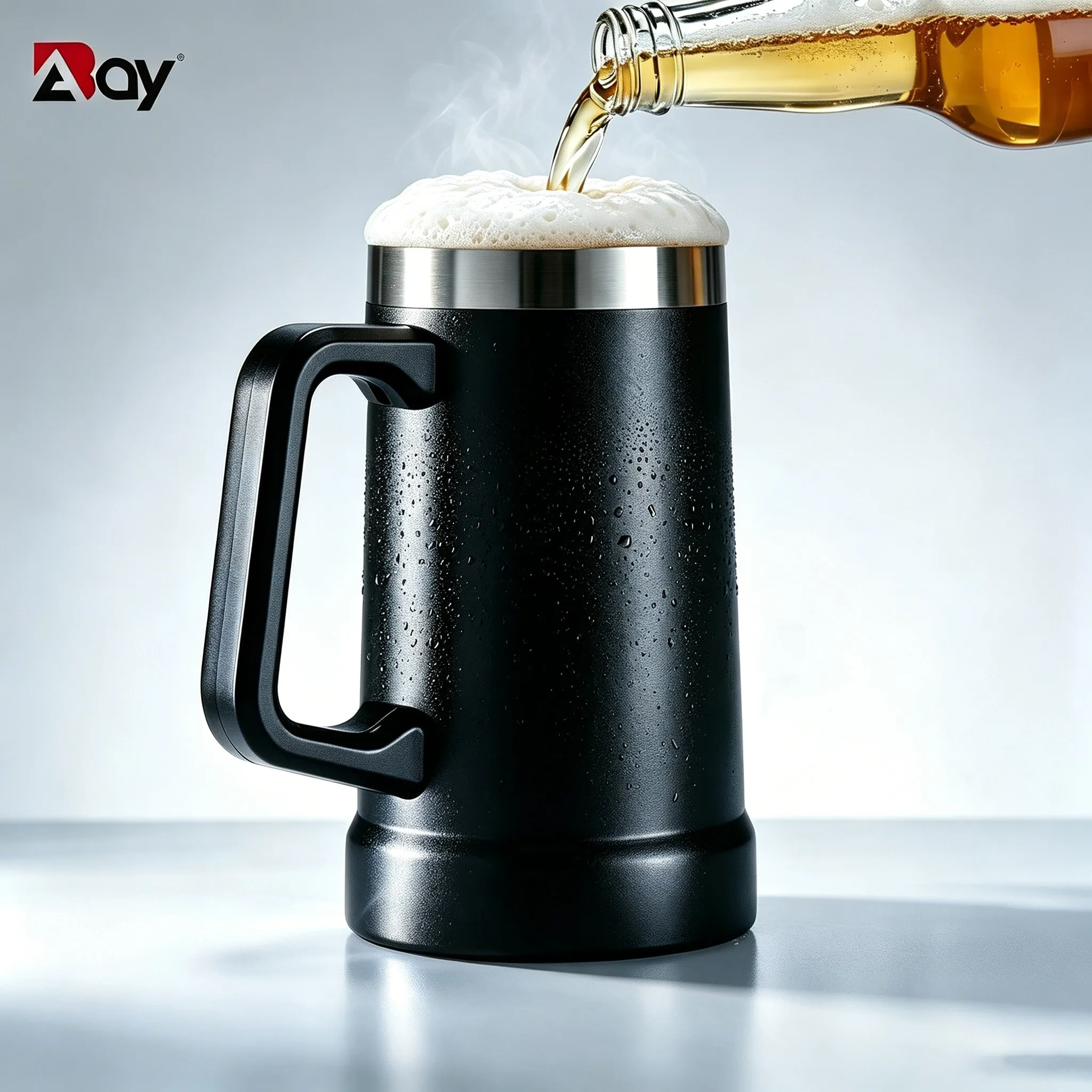 Bouteille isotherme en acier inoxydable à double paroi avec poignée, tasse à café, verre à bière, gourde, vaisselle thermique