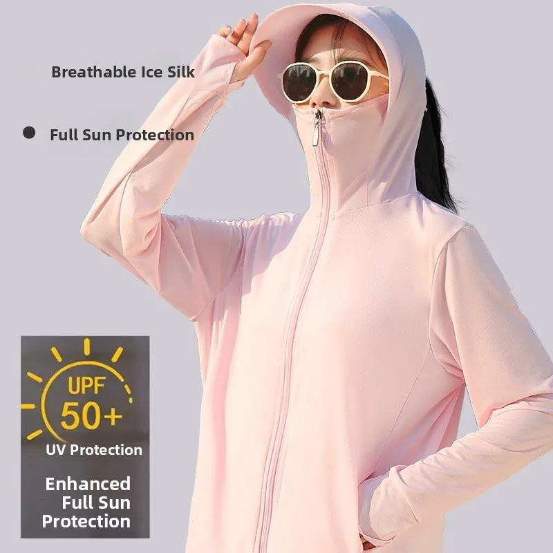 ملابس نسائية بأكمام طويلة للحماية من الأشعة فوق البنفسجية من الحرير الجليدي لركوب الدراجات في الهواء الطلق قابلة للتنفس لصيف ...
