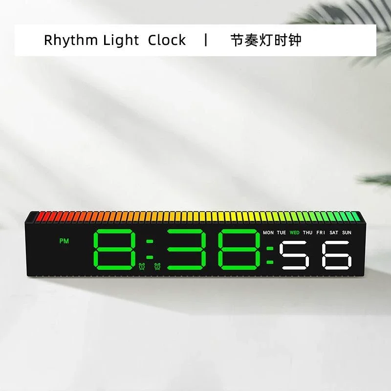 Rhythm light clock desktop ornament, creative LED digital display, large screen numbers are clearly visible