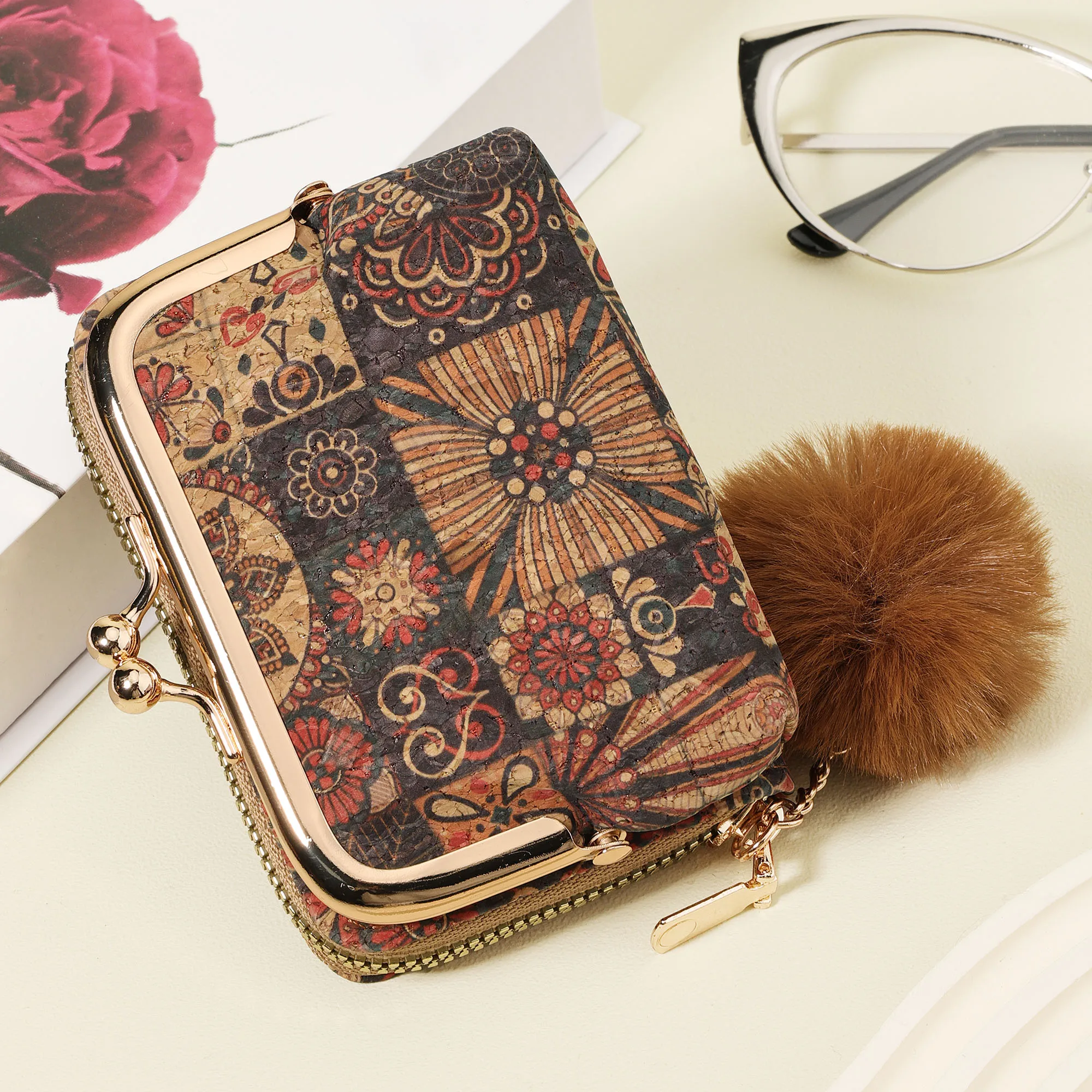 حامل بطاقات رفيع للغاية، يتميز بلمسة بوم بوم الأنيقة، ومحفظة بطاقات الائتمان النسائية، ومحفظة حامل بطاقات متعددة ذات سعة كبيرة، #3