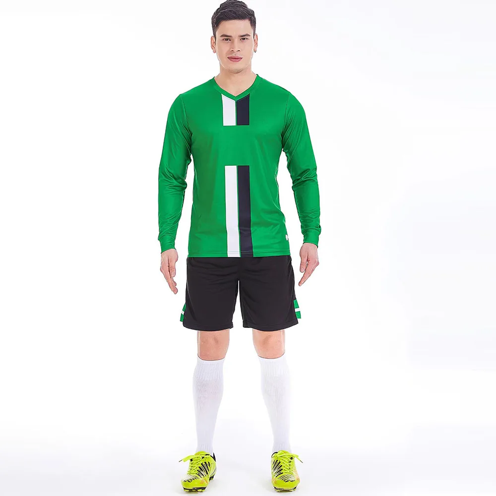 Long Sleeve T-shirts Shorts Soccer Jersey Suit for Men Personalized Custom Football Uniform Male Breathable Sports Clothing 2023