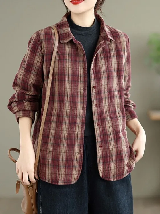 

Теплая тканая верхняя одежда в клетку, длинное женское пальто с воротником Sve irt, большие размеры, осенне-зимнее новое универсальное пальто