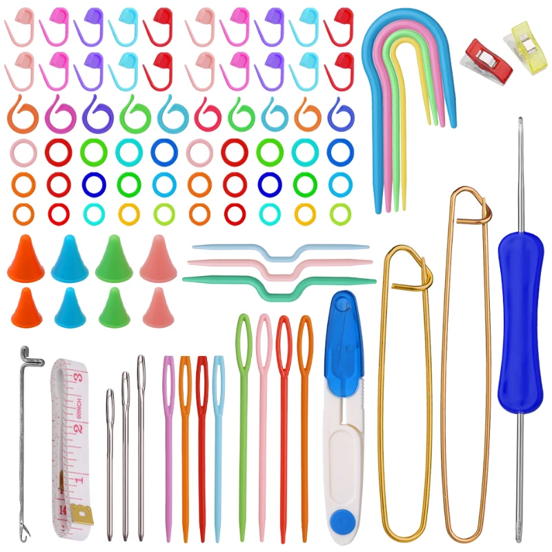 Set di attrezzi per uncinetto KRABALL Kit di aghi per maglieria in plastica con pennarelli per Clip da cucito accessori per Set di attrezzi per