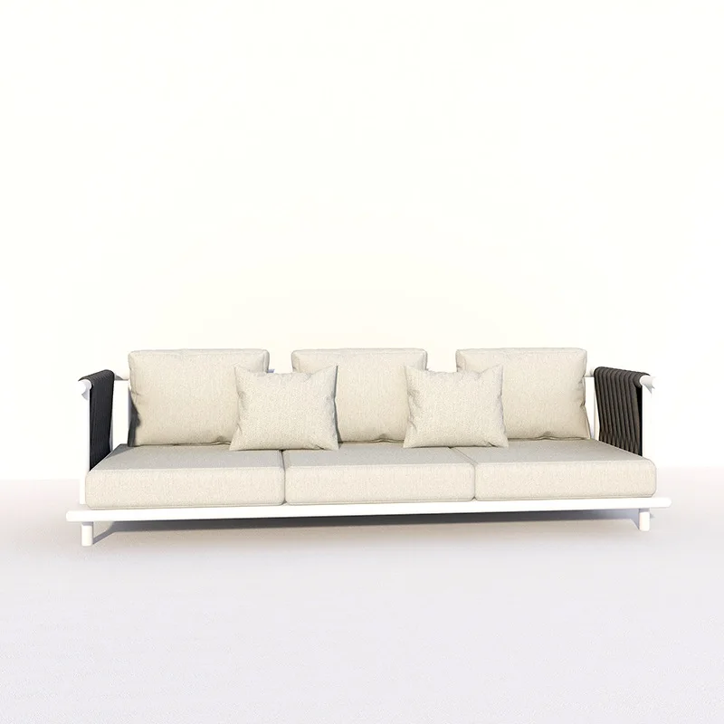 

Waterproof sofa Nordic courtyard rattan design balcony leisure rattan chair outdoor sun protection rattan sofa coffee table