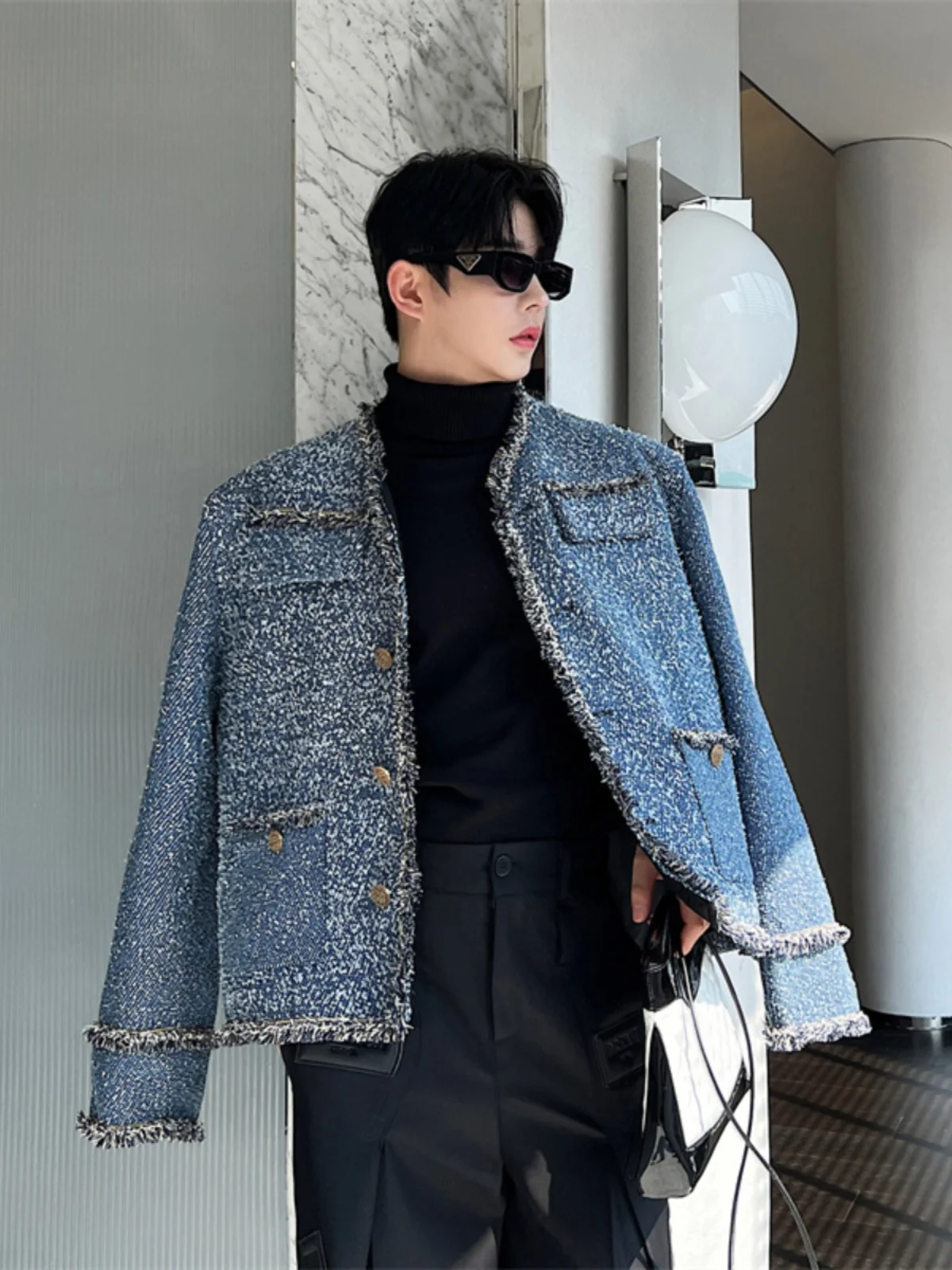 

Мужская утепленная джинсовая куртка Waed с цветочным принтом, молодежная трендовая зимняя стеганая куртка с длинными рукавами на одной пуговице