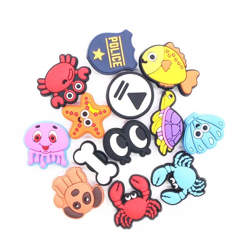 1 Piece Shoe Accessories Charms Marine Life Ornament Pins Pvc Slipper Decorations Cute Cartoon Decorations New Year Holiday Gift