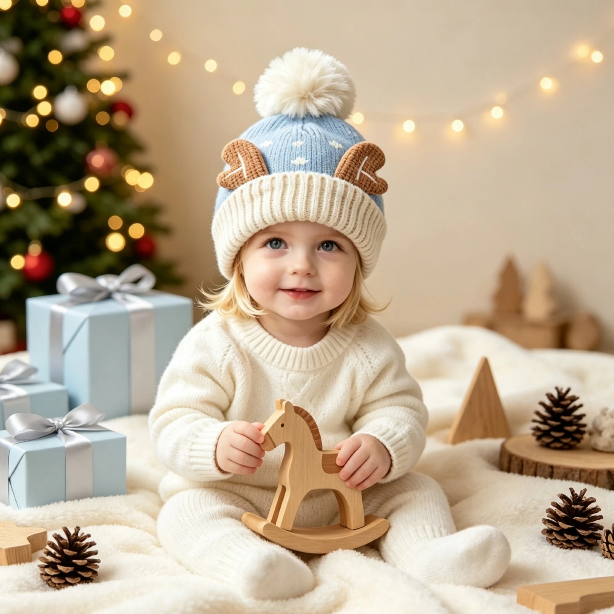 Kids' Reindeer & Snowflake Knit Hat — product detail 10