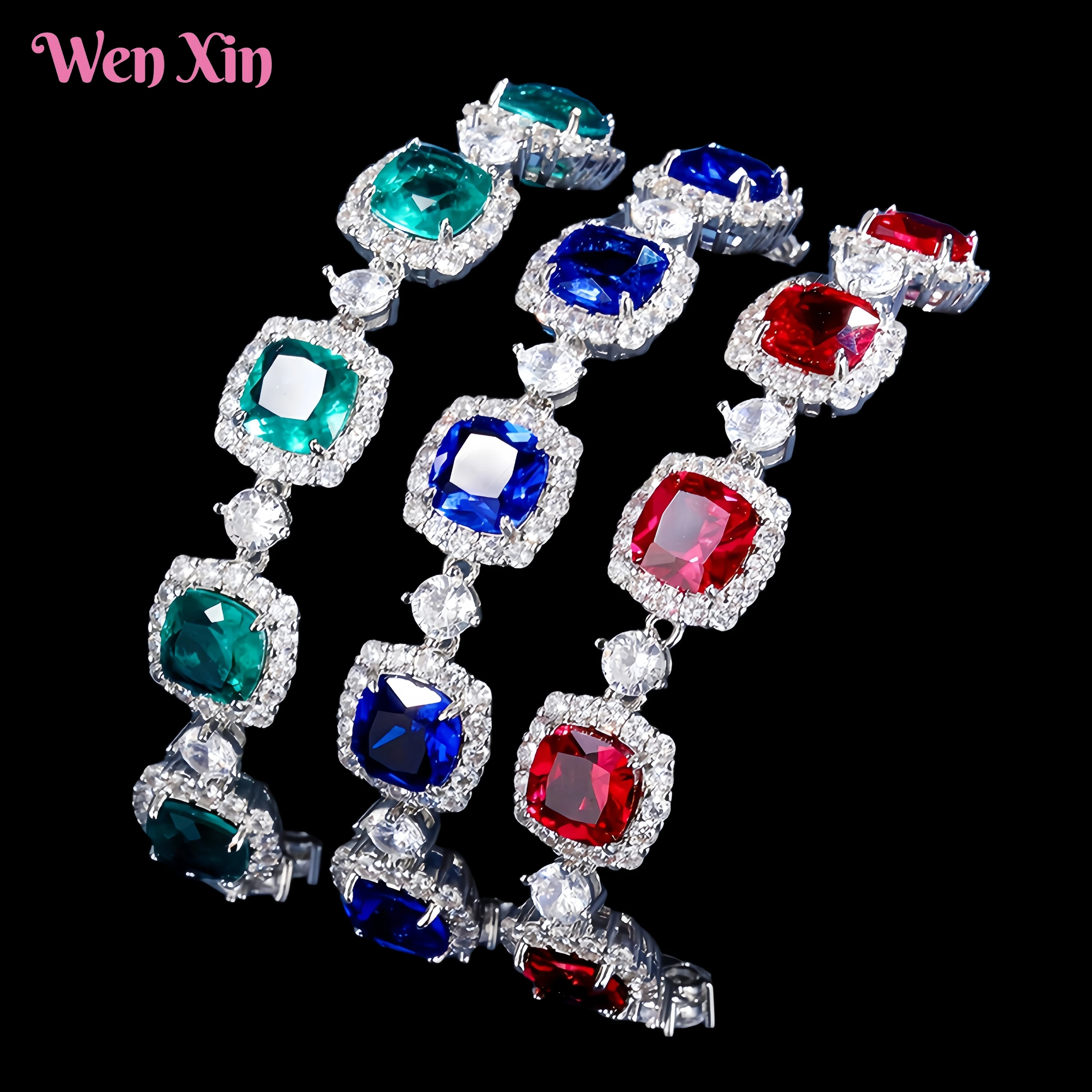 

WENXIN Brand MUSHAN MCT High Grade Copper Chain Bracelets Bangle For Women Fashion Colorful Gemstones Jewelry Accessories